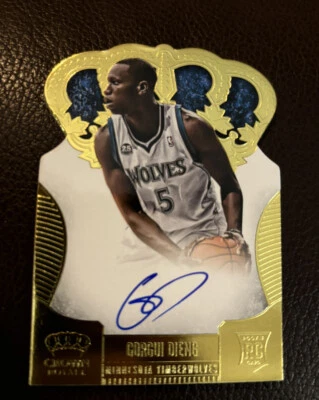 2013-14 Panini Crown Royale Gorgui Dieng Autograph /10 Gold Auto Rookie NM 01/10 - Image 1 of 2