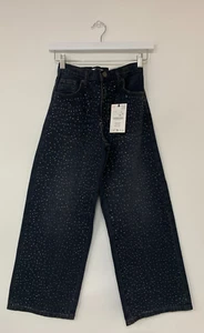 Kids Zara Jeans Wide Leg Sparkly Black 11-12yr/152cm 4561/707 - Picture 1 of 15