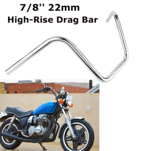 7/8'' 22mm Motorcycle Handlebar High-Rise Drag Bar for Cruiser Chopper Bobber - Picture 1 of 6