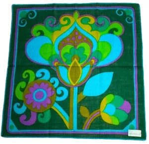 MWT Swiss FISBA Hanky anni 60 mod op art boho EXC - Foto 1 di 6