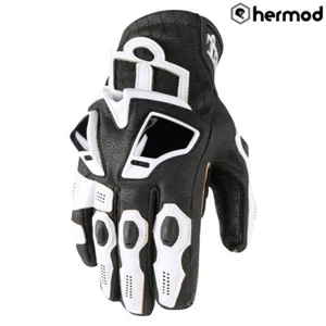 Icon Hypersport Short Leather Motorcycle Gloves - White - Picture 1 of 6