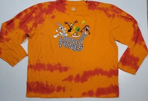 Looney Tunes Shirt Youth XXL 2XL Orange Tie-Dye Bugs Tweety Long Sleeve     - Picture 1 of 6