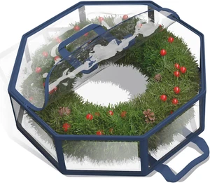 Wreath Storage Container - Clear Christmas Wreath Storage Bag, Dual Zipper and H - Picture 1 of 12