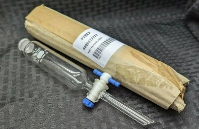 New Corning PYREX 60mL Glass Standard Addition Funnel w/ 2mm Bore PTFE Stopcock - Image 1 of 4