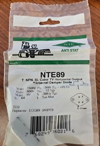 NTE89 T-NPN, Si, Color TV Horizontal Output W/Internal Diode - Picture 1 of 2