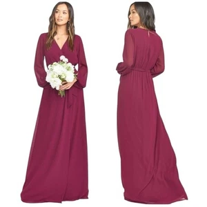 Show Me Your Mumu Dress Burgundy Long Sleeve Wedding Vaca Formal Mature NWT - Picture 1 of 14