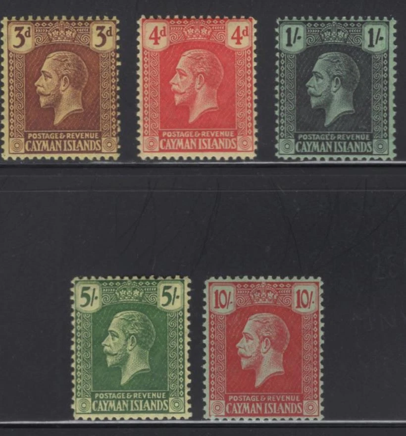 WC1_33986 英国 COL:凯曼群岛。 漂亮的 1921 - 22 套装。 Sc.64-68. MH-MLH — 第 1/1 张图片