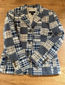 Blazer Brooks Brothers Madras Patchwork Cuadros Mujer Talla 2 Business Preppy - Imagen 1 de 6