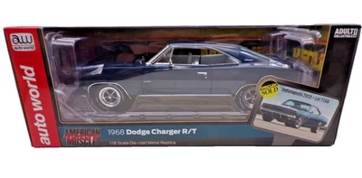 Limited Ed. Auto World 1968 DODGE CHARGER R/T 426 Hemi Dark Blue 1:18 Mecum NEW! - Image 1 of 4