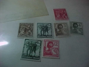 WW2 WWII German Third Reich Nazi stamps set RLB Luftschutz steel helmet soldiers - Picture 1 of 3