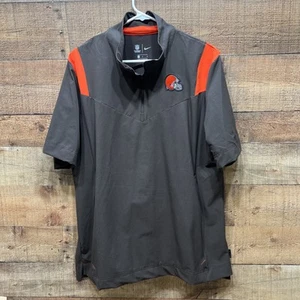 Nike On Field Apparel Cleveland Browns Men’s 1/4 Zip Short Sleeve Pullover Large - Picture 1 of 10