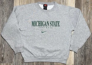 Vintage Nike Michigan State Spartans Crewneck Sweatshirt Gray Youth Size Medium - Picture 1 of 8