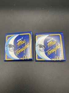2 Vintage McDonalds Make It MAC TONIGHT Big Mac Moon Button Pin Store Promo - Bild 1 von 2