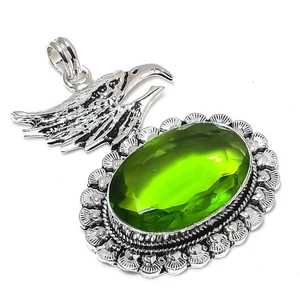 Peridot Gemstones Handmade 925 Sterling Silver Pendant Jewelry For Memorial Day - Picture 1 of 6