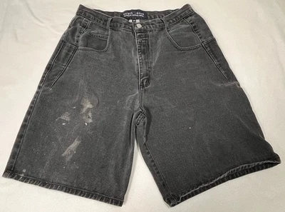 Vtg Y2K Guess Jeans Wide Leg Baggy Denim Jorts Shorts Medium Wash Men's 34 Gray - Image 1 of 4