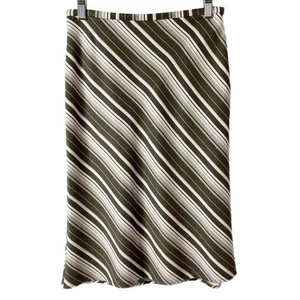 Banana Republic Women's Vtg A-Line Skirt Size 0 Green Stripe Knee Length Stretch - Picture 1 of 7