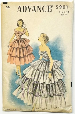 Vintage Sewing Pattern ADVANCE 5901 Dress & Petticoat Size 14 Bust 32 Uncut - Image 1 of 3