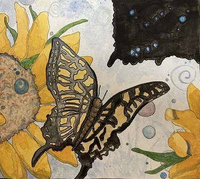 Pintura floral original acuarela/tinta, arte moderno: por Lisa Marie McClellan Foto 1 de 4