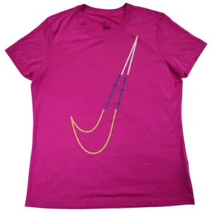 T-shirt donna Nike Dri-Fit Swoosh taglia L viola manica corta girocollo - Foto 1 di 8