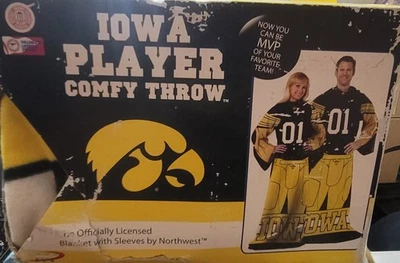Manta cómoda con mangas Iowa Hawkeyes de colección, polar deportivo raro, nueva Foto 1 de 4