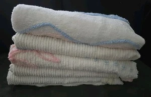 7 Vintage CHENILLE Baby Blanket Lot Crib - Picture 1 of 9
