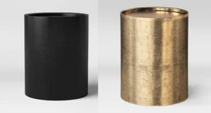 Manila Zylinder Trommel Aluminium Metall Akzent Tisch 20" - 2 Farben Gold/Schwarz - Bild 1 von 7