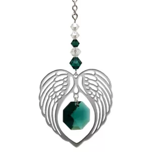 Angel Wing Heart - Esmeralda Mayo Piedra de Nacimiento Cristal Cazador del Sol - Regalo de Guarda - Imagen 1 de 2