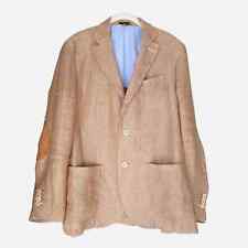 Vintage Massimo Dutti 100% Linen Blazer with Shoulder Patches Tan Beige 41 Chest