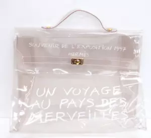 HERMES Vinyl Kelly Hand Beach Bag Transparent SOUVENIR DE L'EXPOSITION Free Ship - Picture 1 of 22