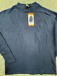 Matty M Sweater Womens XXL Blue Ribbed Knit Mock Neck Long Sleeve Pullover New - Picture 1 of 9