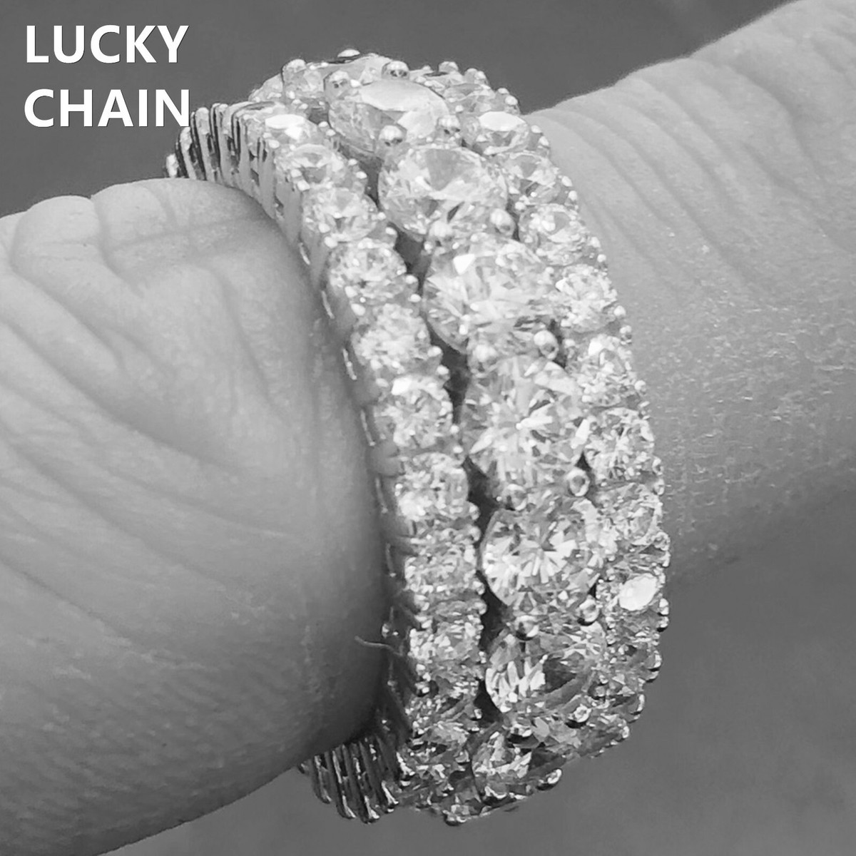 925 STERLING SILVER BLING OUT BAND RING 12g G5 | eBay