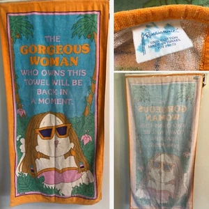 vtg 1990 Cathy Comic Beach Towel 28x53" Gorgeous Woman Renaissance Guisewite - Picture 1 of 17