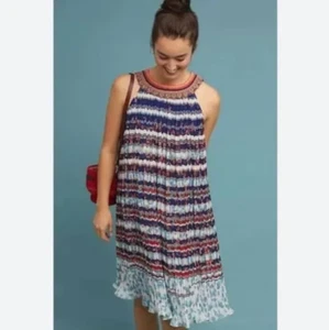 Nuevo con etiquetas Vestido recto Bhanuni By Jyoti Multicolor Viscosa Temara Cuentas Anthropologie - Imagen 1 de 10