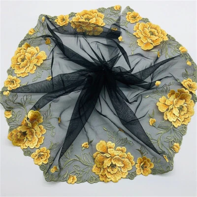 1 Yard Lace Trim Ribbon Mesh Embroidered Flower Clothing Dress  DIY Sewing Decor - Image 1 of 4