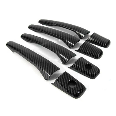 For 02-07 Mitsubishi Lancer EVO Glossy Black Carbon Fiber Door Handle Cover Trim - Image 1 of 4
