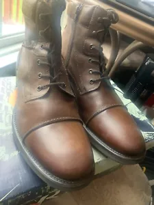 GBX $140 Barstock Brown Leather Boots Mens Size 11.5 Fits Like Size 12 Free Ship - Picture 1 of 12