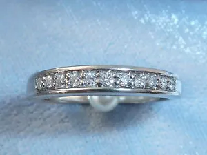 Cinturino vintage in oro bianco 14 carati con diamanti 11, 1,5 mm, TCW .16 misura 4,5 - Foto 1 di 4