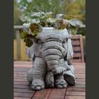 ELEPHANT PLANTER HAND CAST STONE OUTDOOR GARDEN ORNAMENT STATUE FLOWER POT GIFT