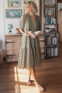 Neu mit Etikett Spell And The Gypsy Honey Hängerchen Kleid in Oliv Gr. Small, Sundown Drop 2021 - Bild 1 von 5