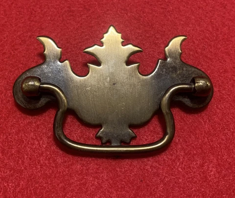 Brass Chippendale Vintage Antique Hardware Drawer Pull 3” centers Batwing Cover