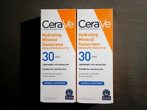 (2) New CeraVe Hydrating Mineral Sunscreen SPF 30 Face Lotion for Sensitive Skin - Picture 1 of 1