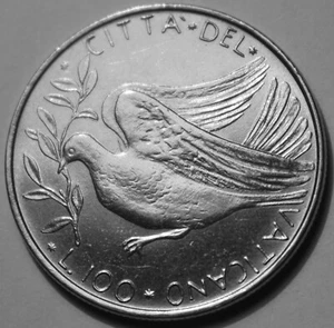 Vatican City 100 Lire Coin 1971 KM# 122 Pope Paul VI One Hundred A. IX MCMLXXI - Picture 1 of 2