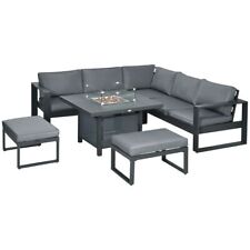 Outsunny 6-Piece Garden Furniture Set with Firepit Table Outdoor Sofa Aluminium