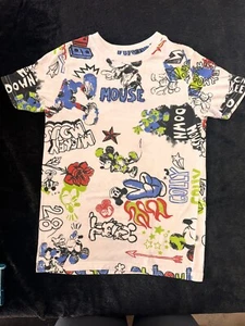 Disney Mickey Mouse Graphic Tee T-Shirt White Unisex Kids Youth Size Small - Picture 1 of 4