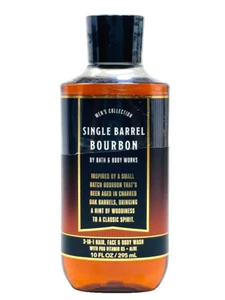 BATH & BODY WORKS MEN'S SINGLE BARREL BOURBON HAIR FACE BODY WASH 10 FL OZ NEW - Picture 1 of 2