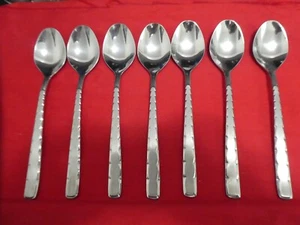 OXFORD HALL  MOONSCAPE STAINLESS JAPAN OVAL SOUP / DESSERT SPOON X SEVEN (7) - Picture 1 of 7