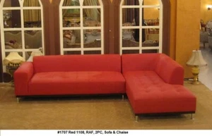 2 pieces set Modern contemporary design Red Leather Sectional Sofa set #1707 - Picture 1 of 3