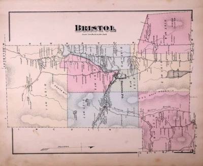 Mapa Plat 1871 ~ BRISTOL Twp., ADDISON Co., VERMONT (12x15)-#006 Foto 1 de 2