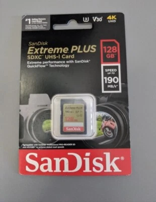 SanDisk Extreme Plus SDXC UHS-I Card (128GB) 190 MB/S SPEED - Image 1 of 2