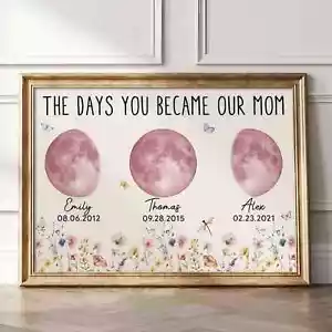 Flores Salvajes El Día En Que Te Conviertas en Mamá Abuela Personalizado Rosa Cumpleaños Fase Lunar - Imagen 1 de 4